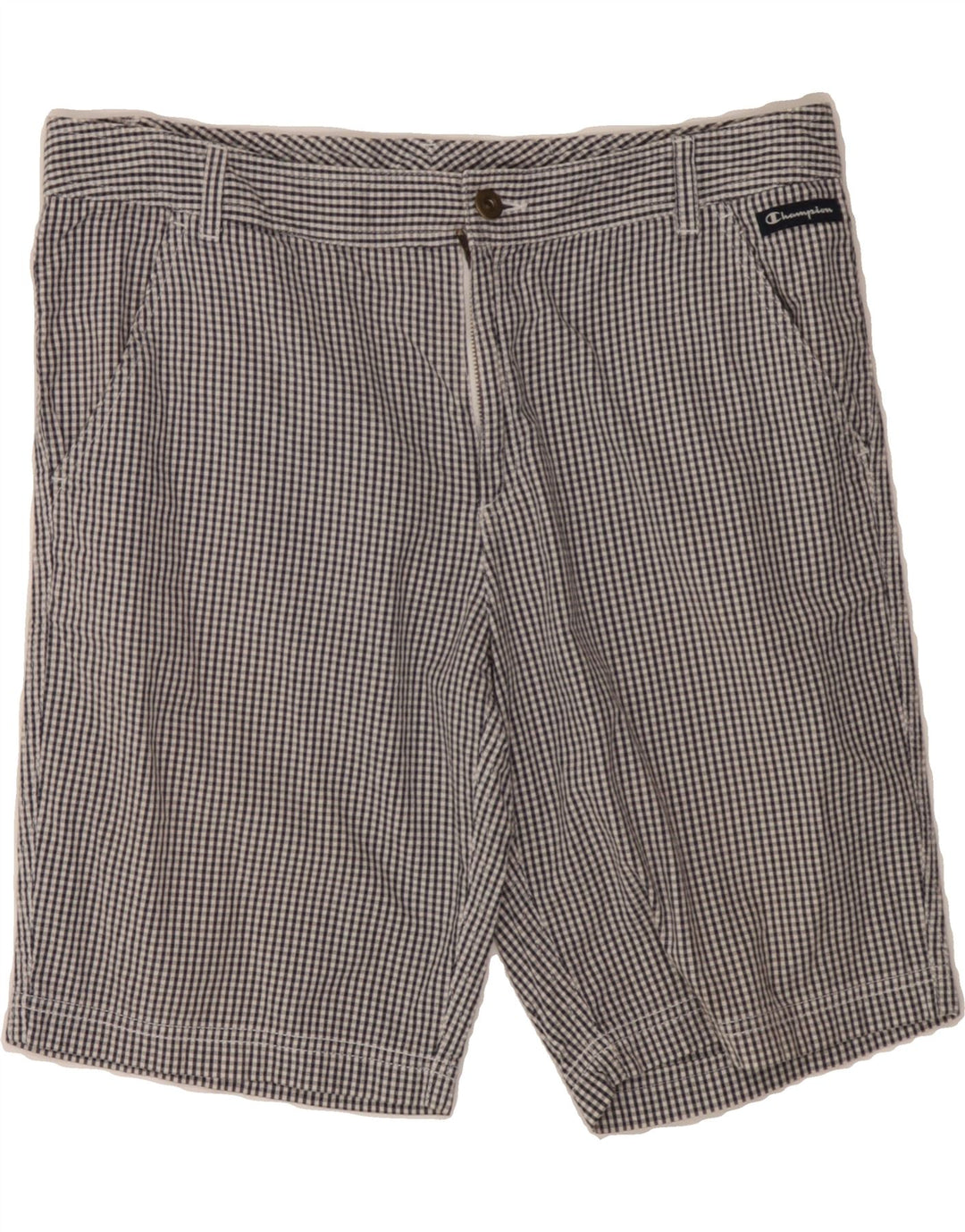 CHAMPION Womens Chino Shorts Large W34  Blue Gingham Cotton Vintage Champion and Second-Hand Champion from Messina Hembry 
