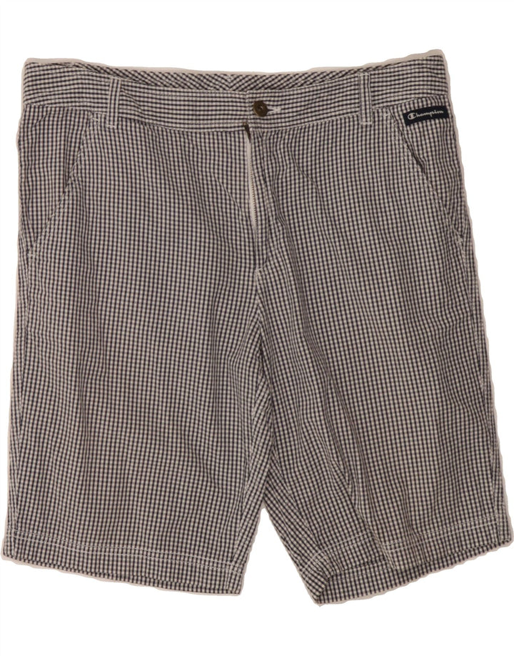 CHAMPION Womens Chino Shorts Large W34  Blue Gingham Cotton Vintage Champion and Second-Hand Champion from Messina Hembry 