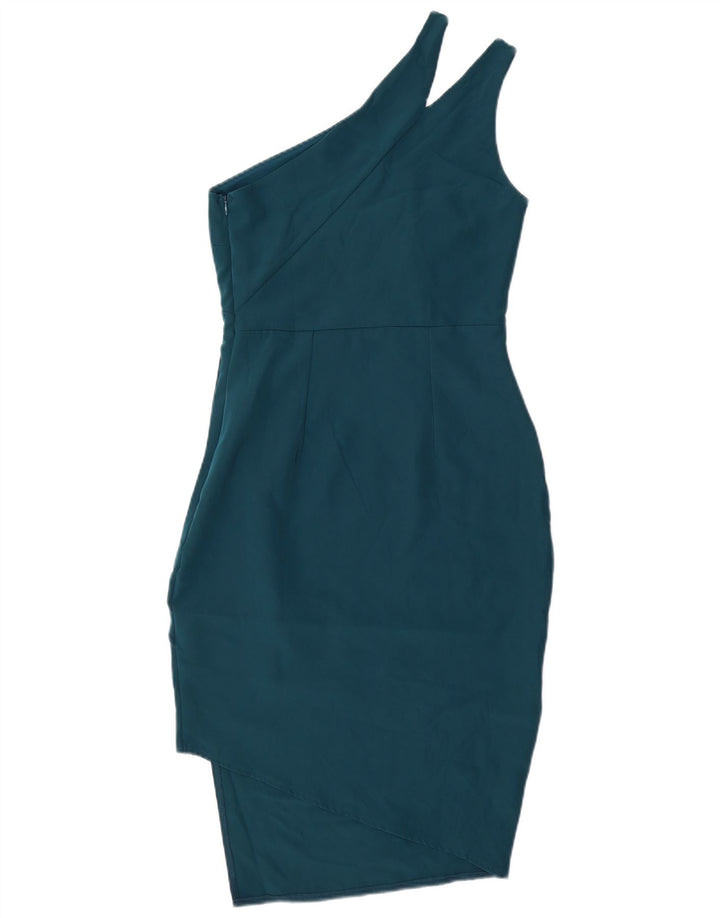 Lipsy Womens One Shoulder Dress UK 8 Small Green Polyester