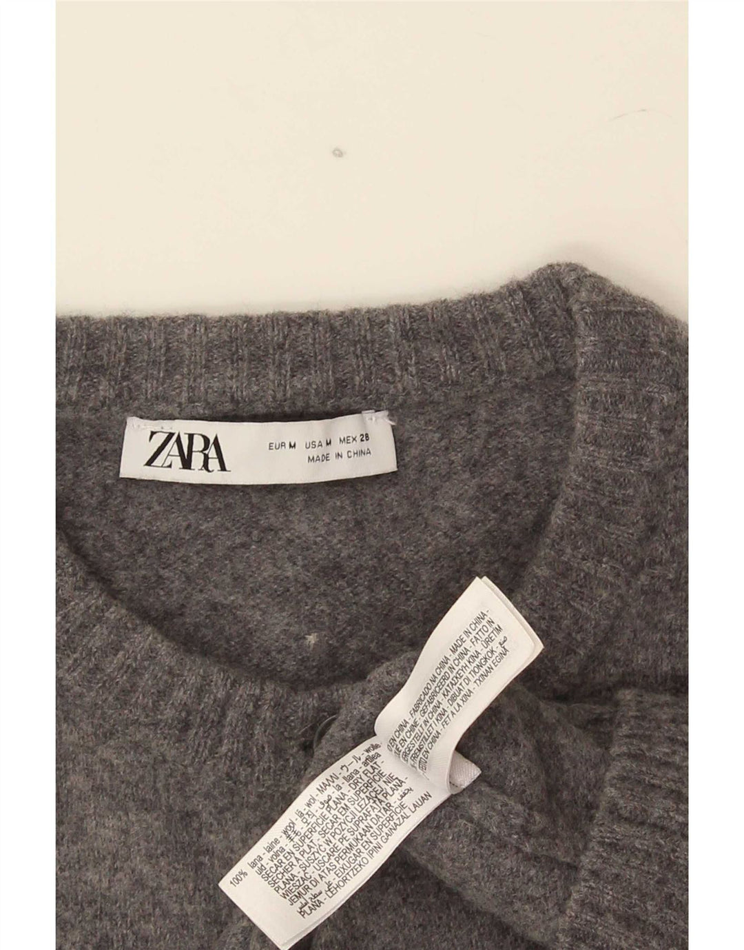Zara Womens Crop Cardigan Sweater UK 12 Medium Grey Wool