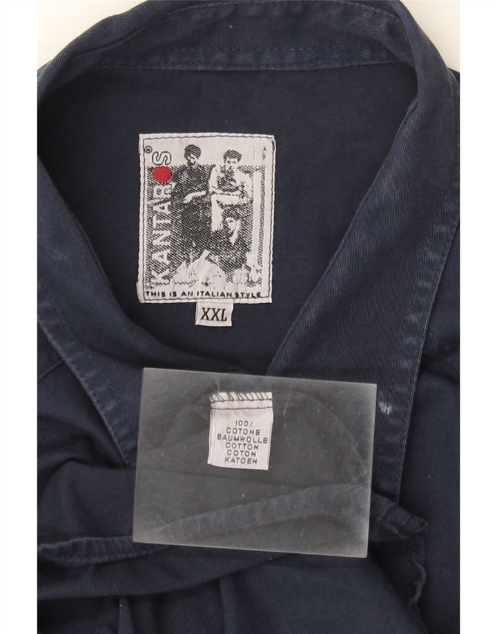 Kantaros Mens Shirt 2XL Navy Blue Cotton