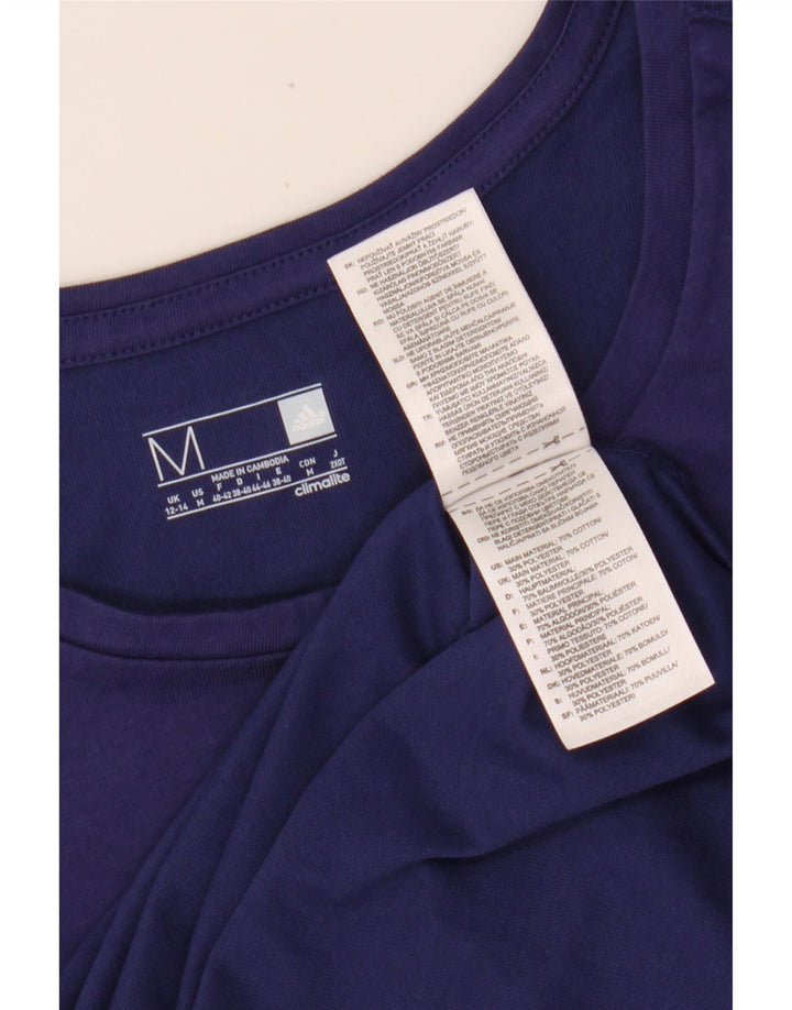 ADIDAS Womens Climalite Graphic T-Shirt Top UK 12/14 Medium Navy Blue