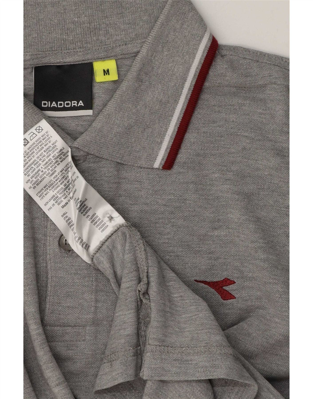 Diadora Mens Regular Fit Polo Shirt Medium Grey Cotton