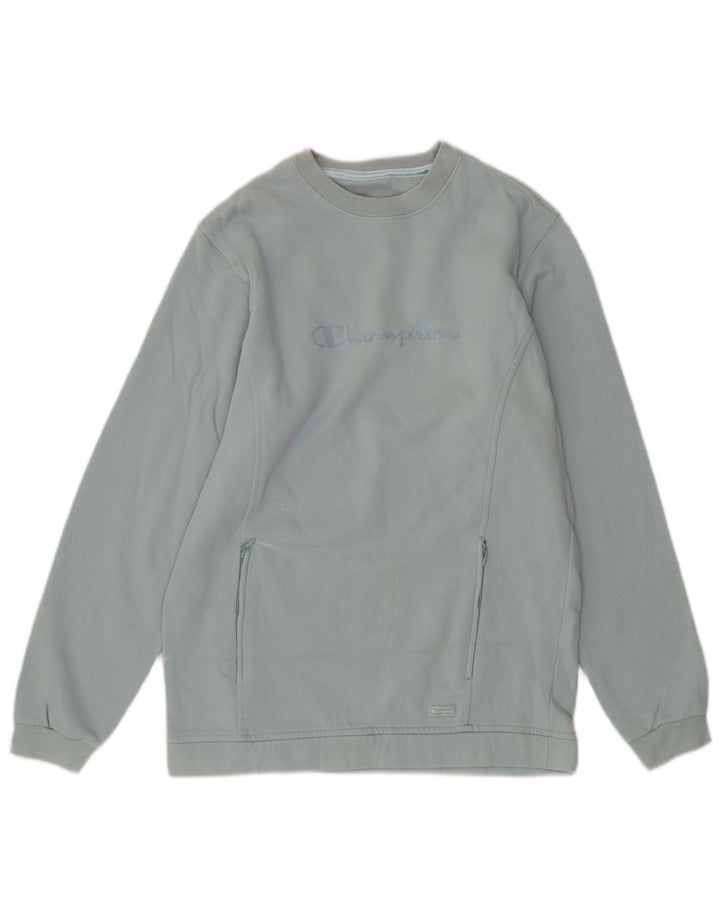 CHAMPION Womens Graphic Sweatshirt Jumper UK 16 Large Blue