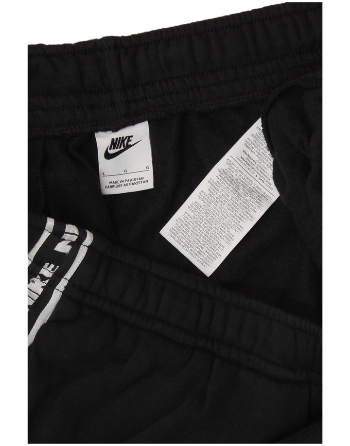 NIKE Womens Graphic Tracksuit Trousers Joggers UK 16 Large  Black Cotton
