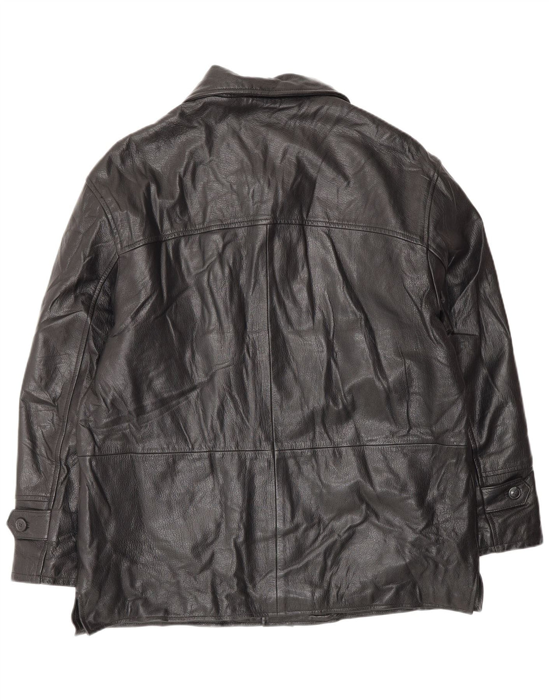 VINTAGE Mens Leather Jacket IT 52 XL Black Leather