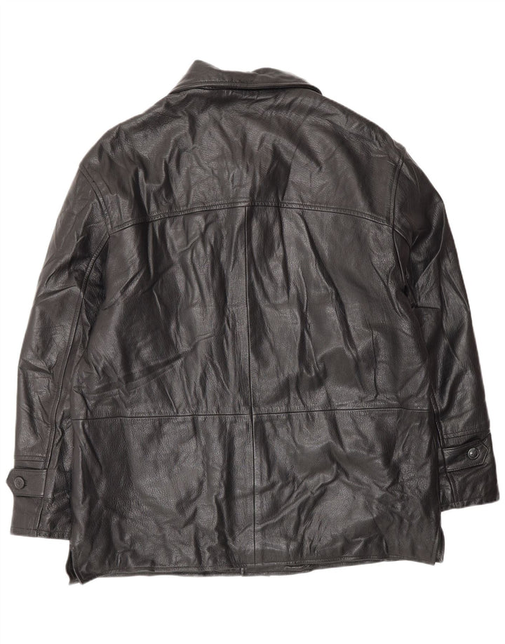 VINTAGE Mens Leather Jacket IT 52 XL Black Leather
