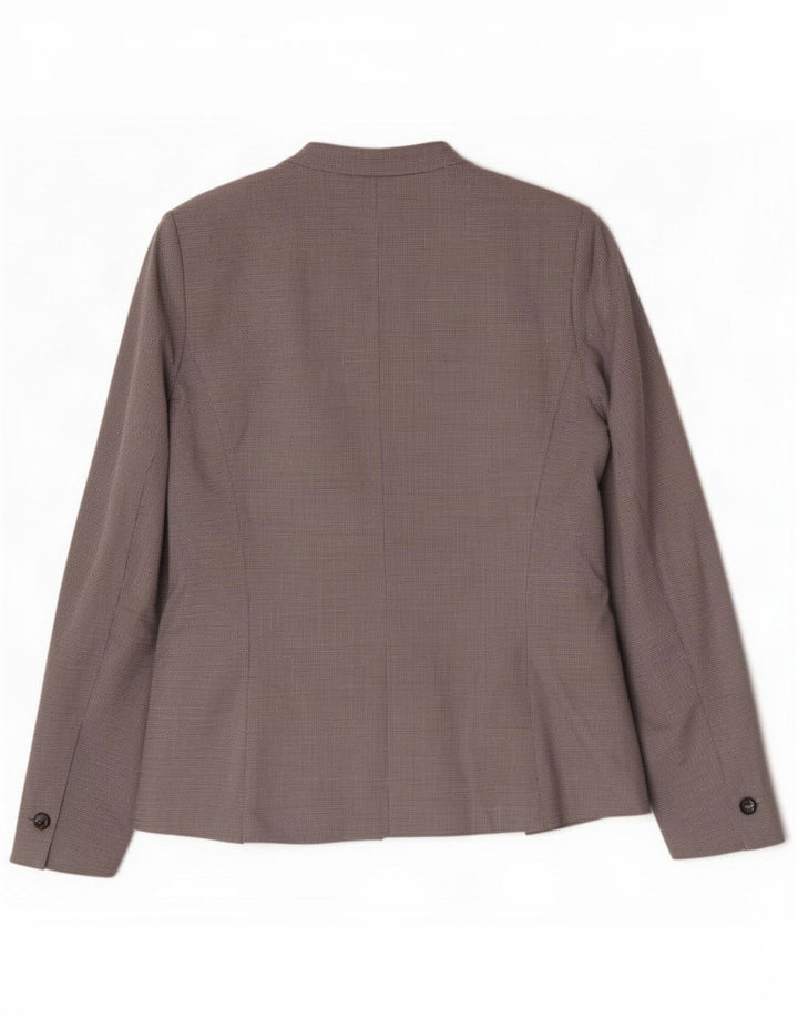 Zara Womens 1 Button Blazer Jacket EU 40 Medium Grey Houndstooth Polyester