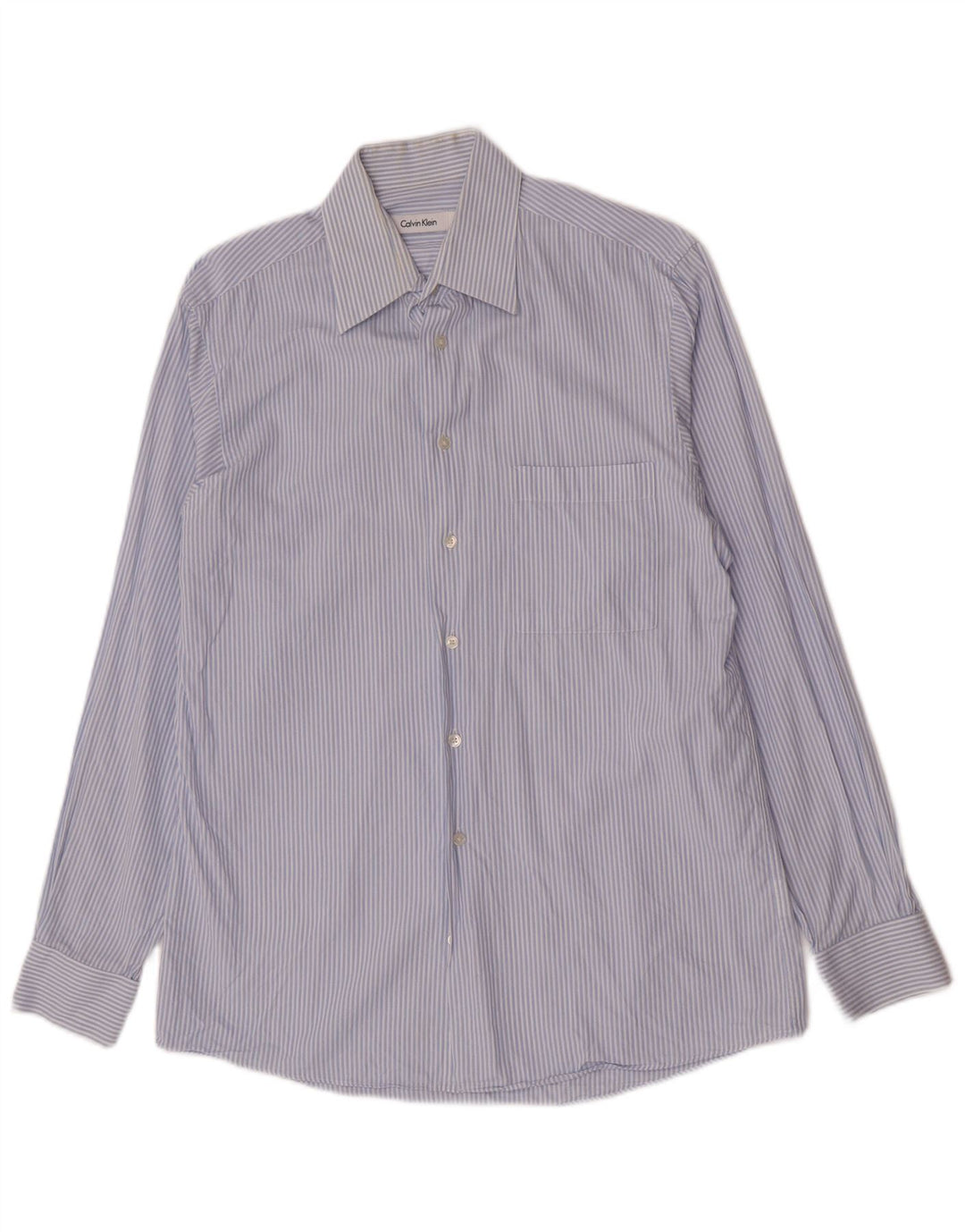 Calvin Klein Mens Shirt Size 15 1/2 Medium Blue Striped Cotton