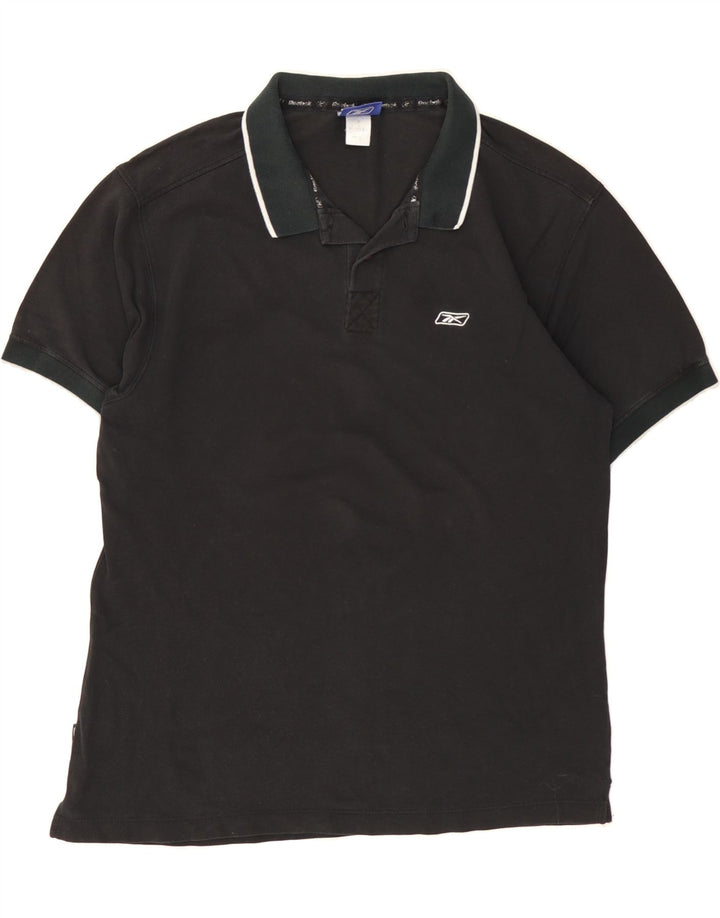 REEBOK Mens Polo Shirt Medium Black Cotton Vintage Reebok and Second-Hand Reebok from Messina Hembry 