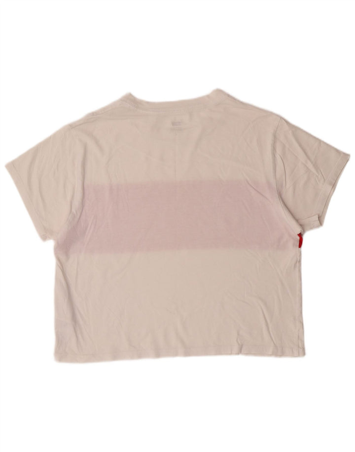 Levi's Womens Crop Graphic T-Shirt Top UK 14 Medium White Colourblock