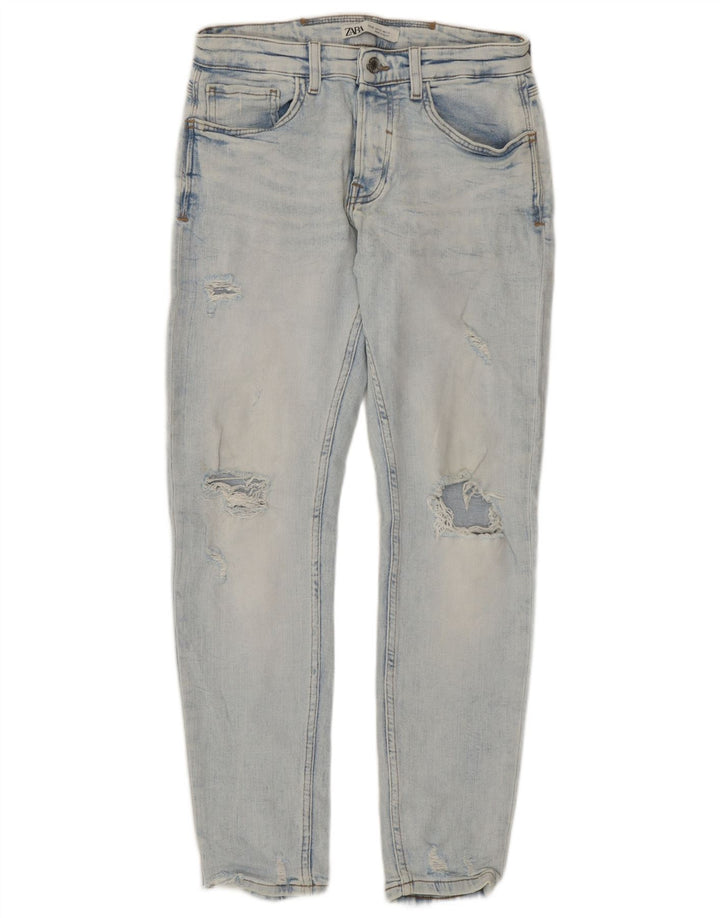 Zara Mens Distressed Slim Jeans EU 40 Medium W31 L29 Blue