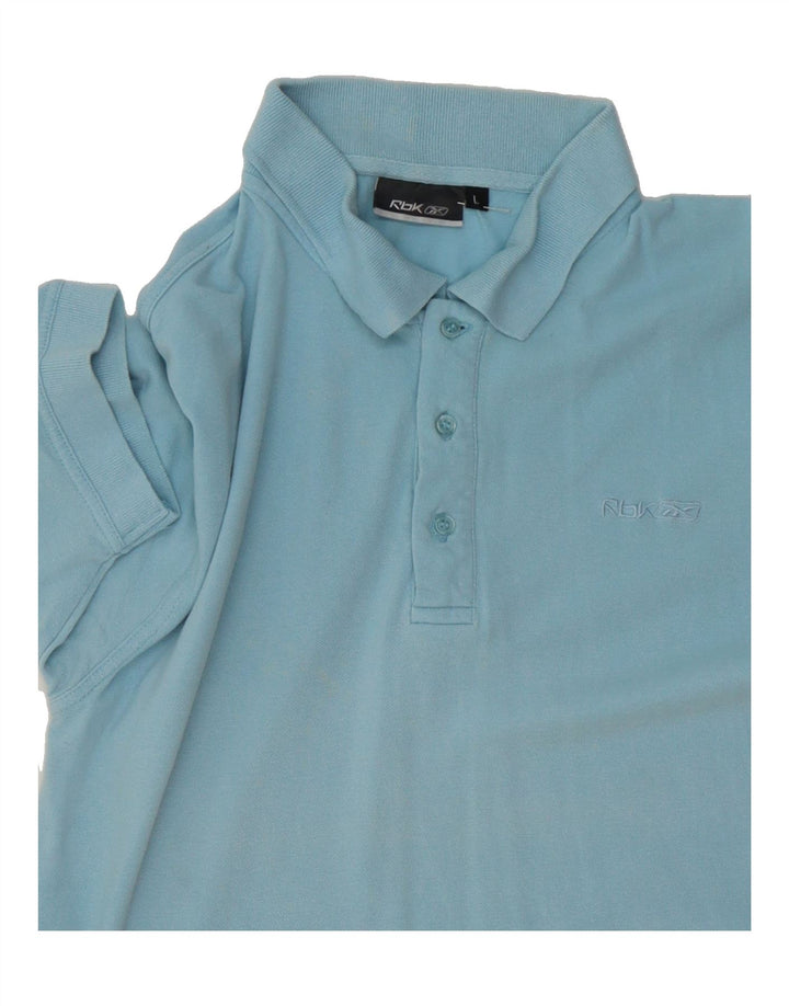 REEBOK Mens Polo Shirt Large Blue Cotton