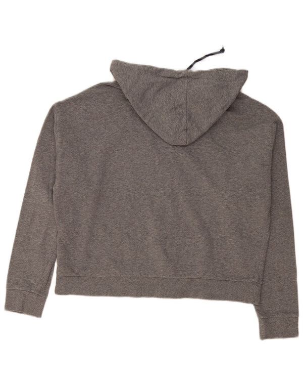 Tommy Hilfiger Womens Oversized Zip Hoodie Sweater UK 14 Medium Grey Cotton