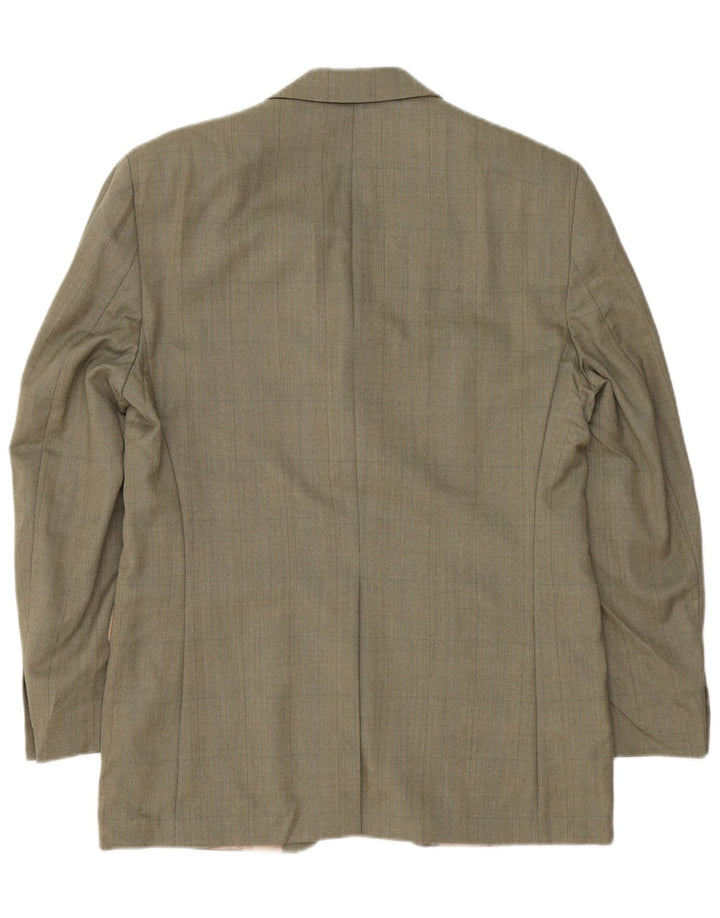 Izod Mens 3 Button Blazer Jacket UK 38 Medium Green Herringbone Wool