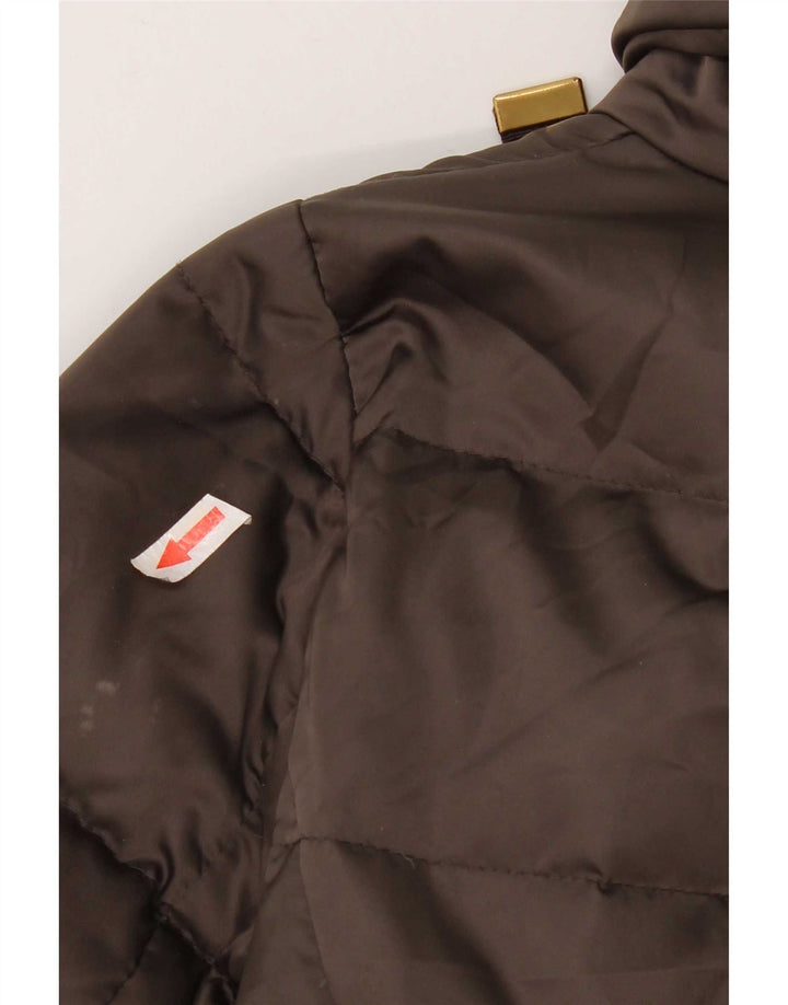Zara Womens Hooded Padded Coat UK 12 Medium Brown Polyester