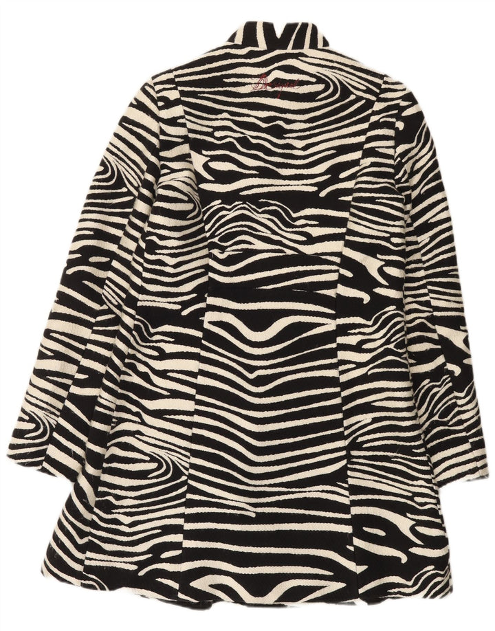 Desigual Womens Overcoat EU 42 Large Black Animal Print
