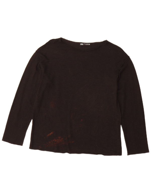 Zara Womens Oversized Top Long Sleeve UK 10 Small Black