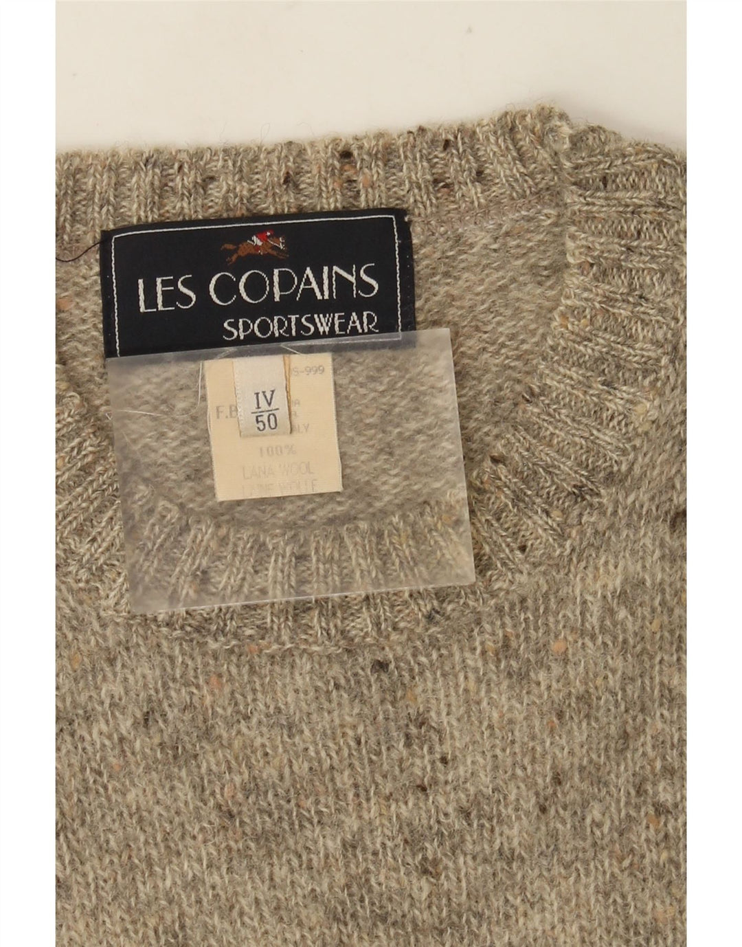 Les Copains Mens Crew Neck Jumper Sweater IT 50 Medium Grey Flecked Wool