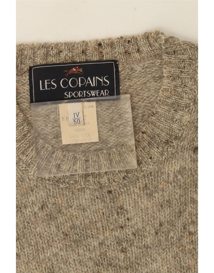 Les Copains Mens Crew Neck Jumper Sweater IT 50 Medium Grey Flecked Wool