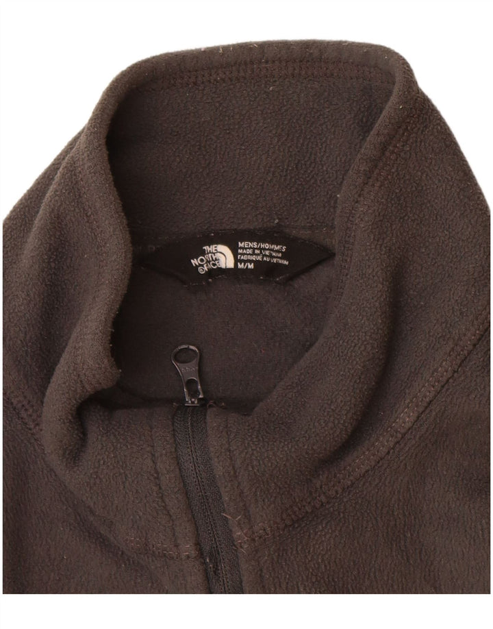 THE NORTH FACE Mens Zip Neck Fleece Jumper Medium Grey Polyester
