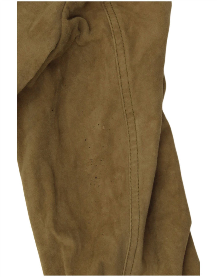 Aeronautica Militare Womens Crop Suede Jacket IT 42 Medium Khaki Leather