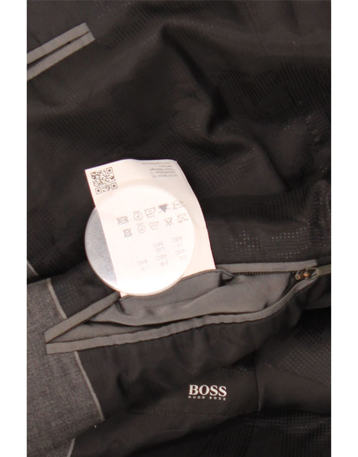 HUGO BOSS Mens 2 Button Blazer Jacket EU 48 Medium Grey Wool