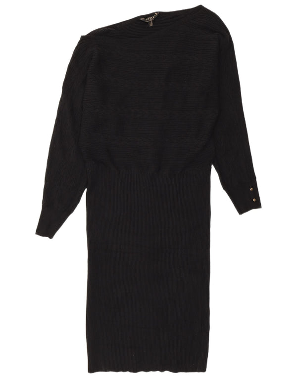 Lipsy Womens Knit One Shoulder Dress UK 18 XL Black Viscose
