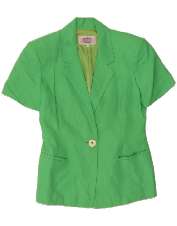 VINTAGE Womens 1 Button Short Sleeve Blazer Jacket IT 42 Medium Green Vintage Vintage and Second-Hand Vintage from Messina Hembry 