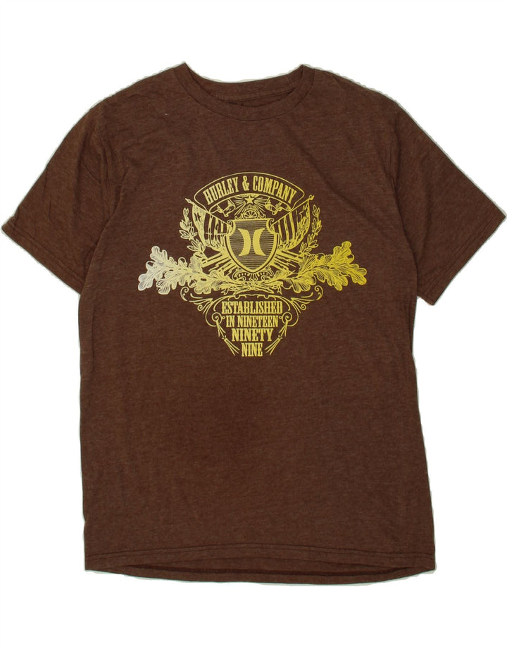 HURLEY Mens Graphic T-Shirt Top Medium Brown Cotton Vintage Hurley and Second-Hand Hurley from Messina Hembry 