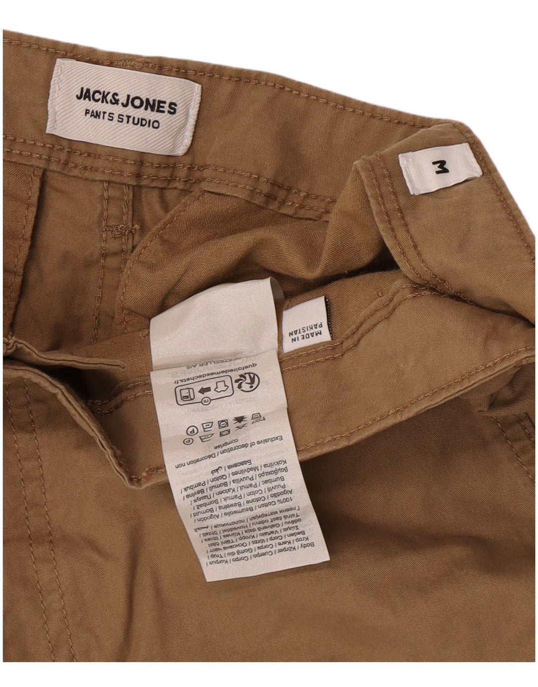 Jack & Jones Mens Cargo Shorts Medium W32  Beige Cotton