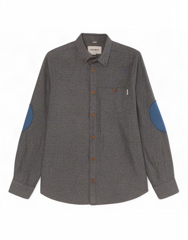 Carhartt Mens Workwear Regular Fit Shirt Medium Navy Blue Flecked Cotton