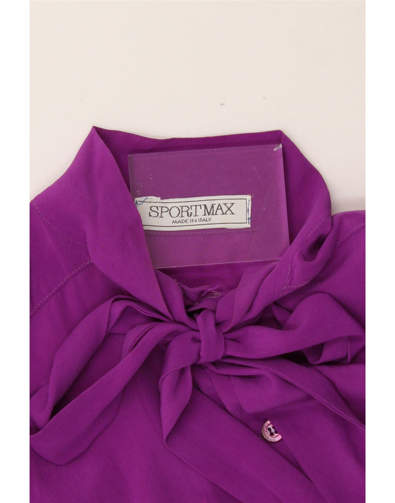 SPORTMAX Womens Front Tie Shirt Blouse UK 12 Medium Purple Vintage Sportmax and Second-Hand Sportmax from Messina Hembry 