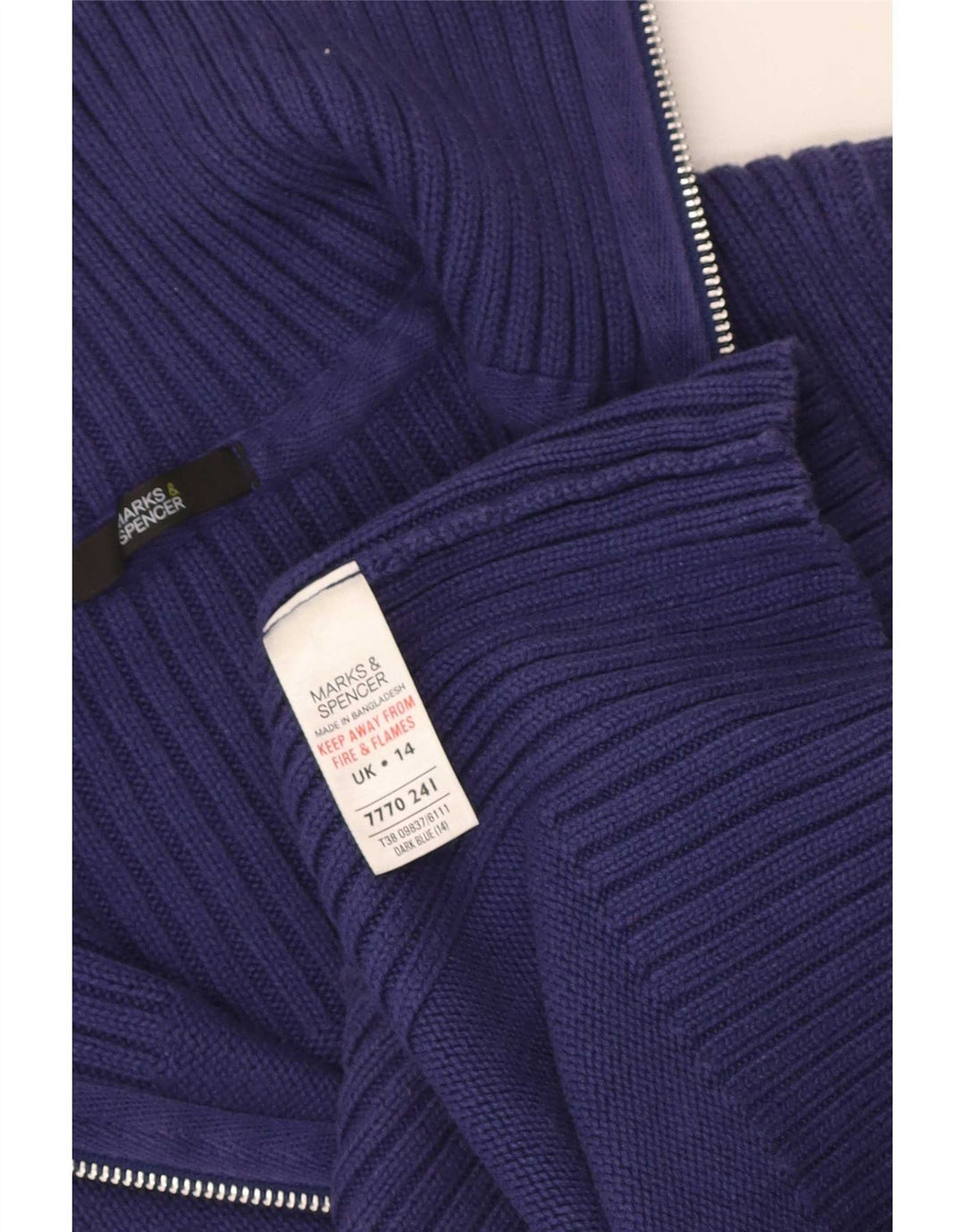 Marks & Spencer Womens Cardigan Sweater UK 14 Medium Blue Cotton