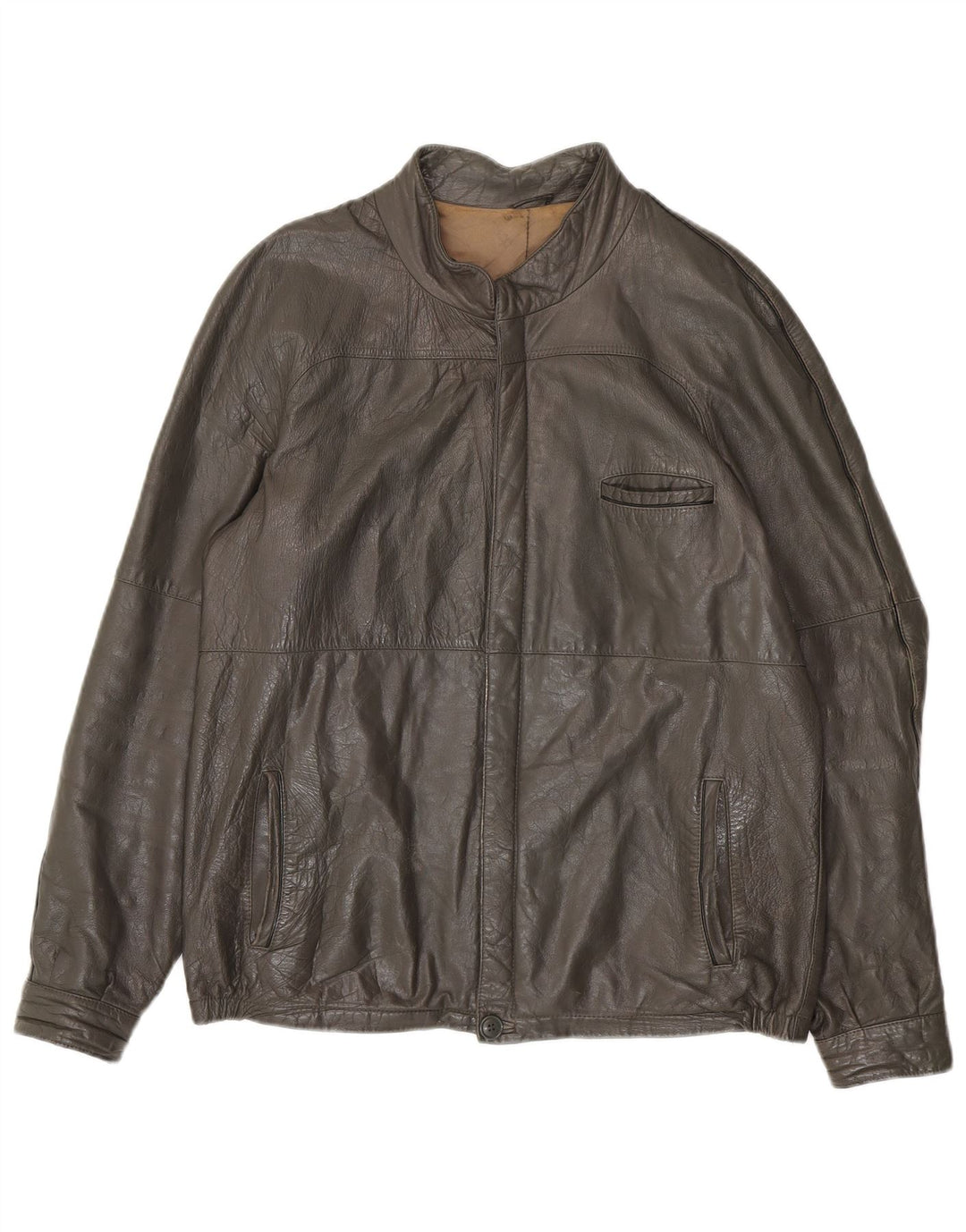 VINTAGE Mens Leather Jacket IT 50 Large Brown Leather