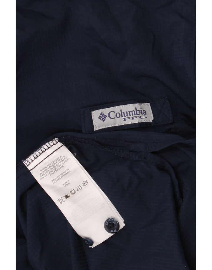 Columbia Mens Omni-Shade Shirt Large Navy Blue Check Polyester