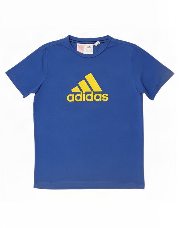 Adidas Boys Climalite Graphic T-Shirt Top 13-14 Years Blue Cotton
