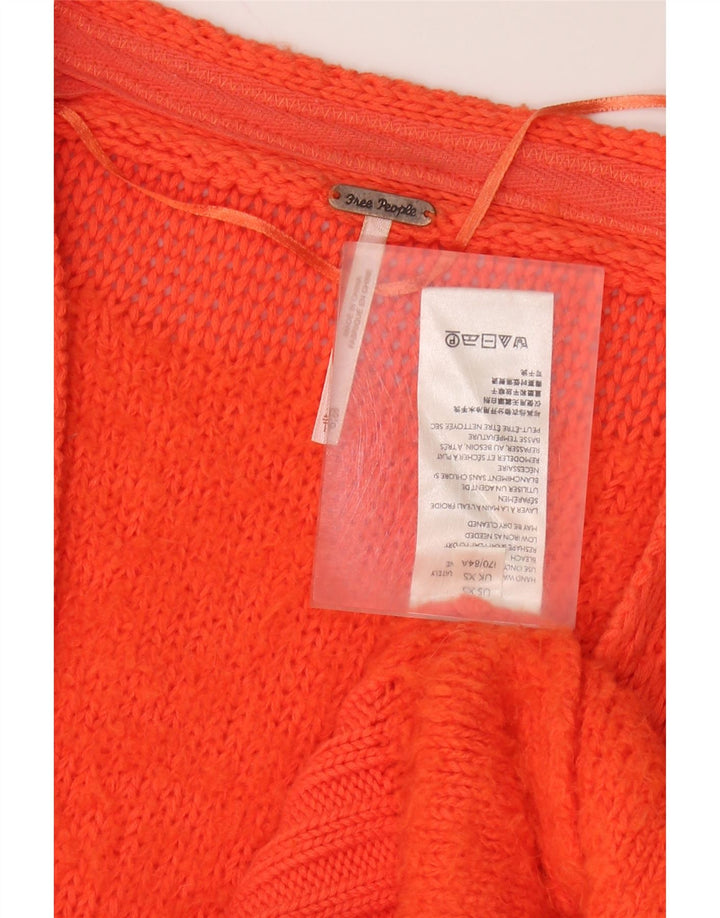PEOPLE TREE Womens Oversized Cardigan Sweater UK 6 XS Orange Cotton