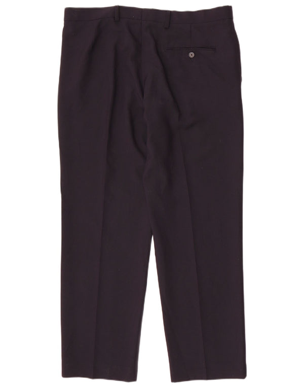 Marks & Spencer Mens Regular Fit Suit Trousers W36 L29 Navy Blue Polyester