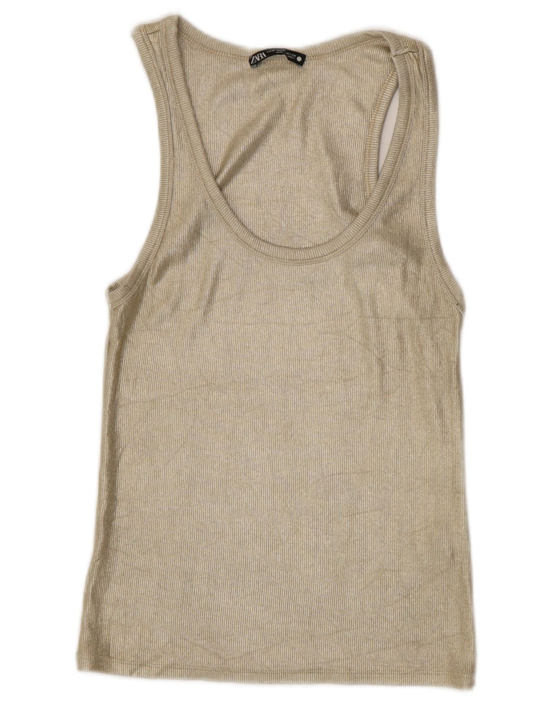 Zara Womens Vest Top UK 12 Medium Gold Viscose