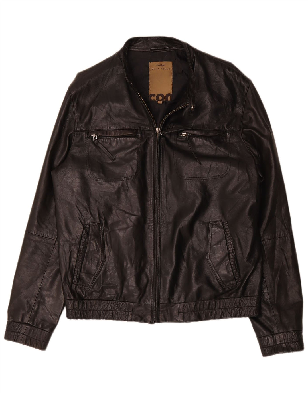 Conbipel Mens Leather Jacket IT 52 Large Black