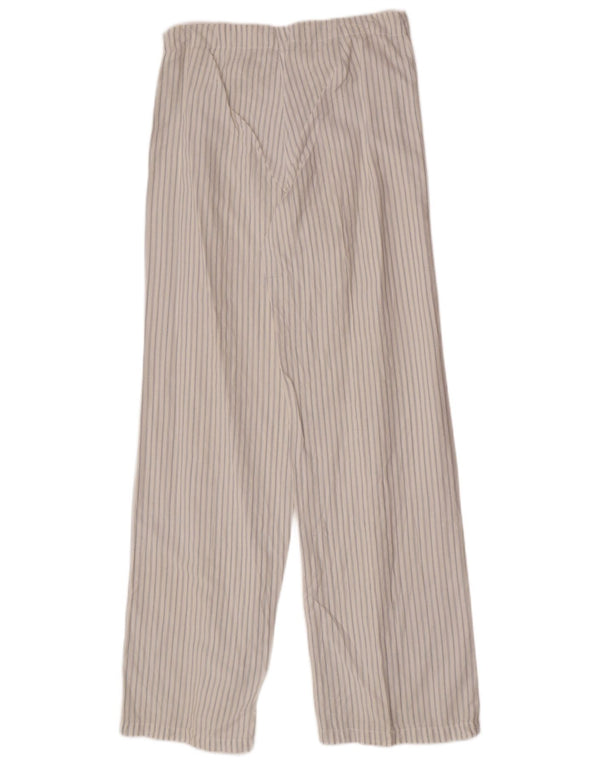 Stefanel Womens Loose Fit Trousers IT 42 Medium W30 L32 White Striped Linen