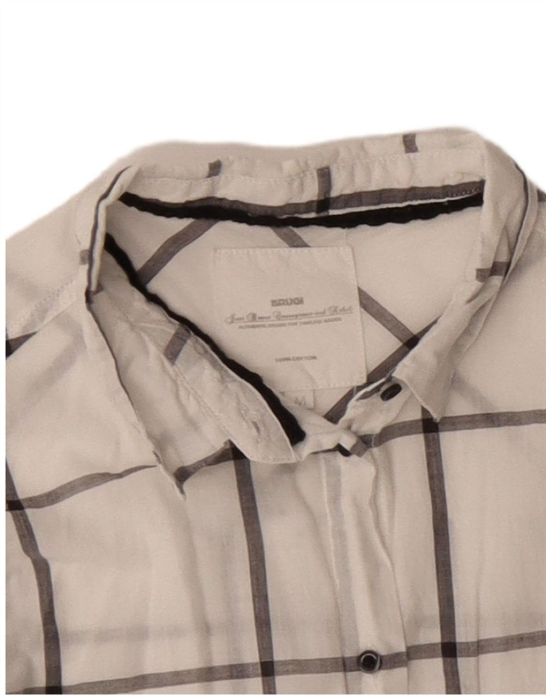 Brugi Womens Shirt UK 14 Medium White Check Cotton
