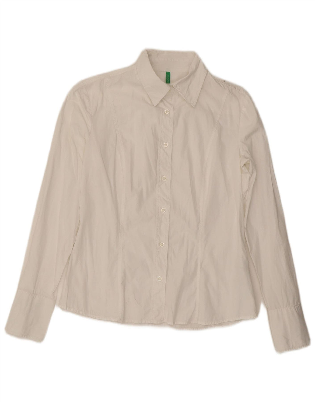 Benetton Womens Shirt UK 14 Medium White Cotton