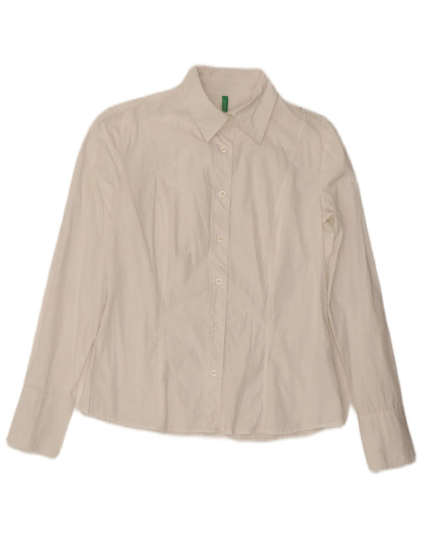 Benetton Womens Shirt UK 14 Medium White Cotton