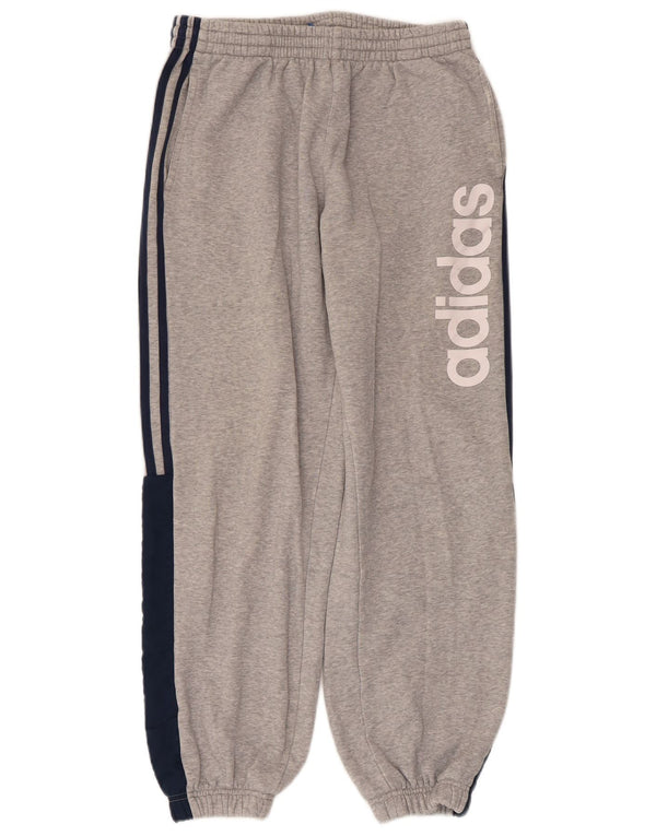 Adidas Boys Graphic Tracksuit Trousers Joggers 13-14 Years Grey Colourblock