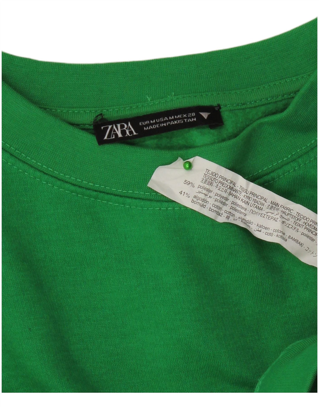 Zara Womens Sweatshirt Jumper UK 14 Medium Green Polyester