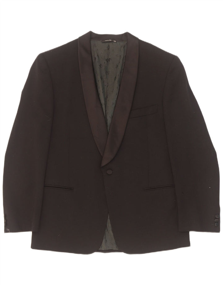 Roberta di Camerino Mens 1 Button Blazer Jacket IT 52 XL Black Wool