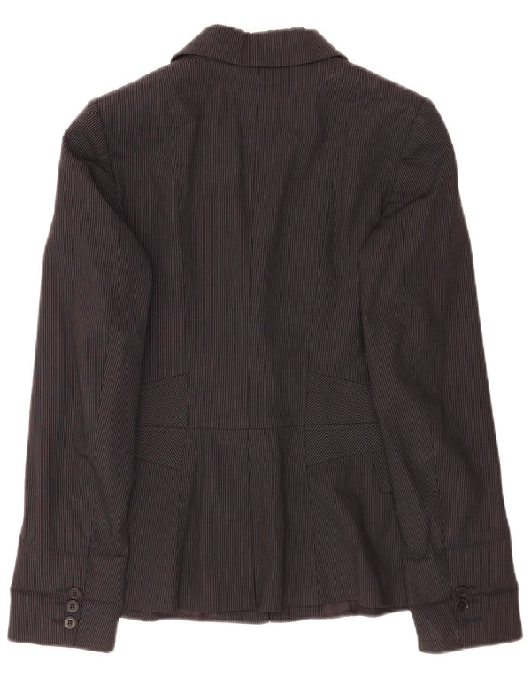 Reiss Womens 1 Button Blazer Jacket UK 8 Small Black Pinstripe Viscose