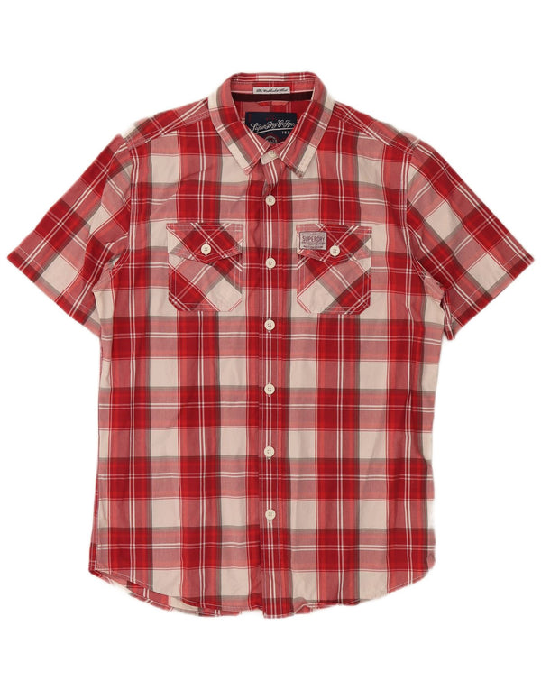 SUPERDRY Mens Short Sleeve Shirt XL Red Check Cotton